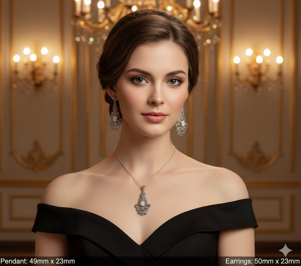 Pink Mother of Pearl 925 Silver Marcasite set